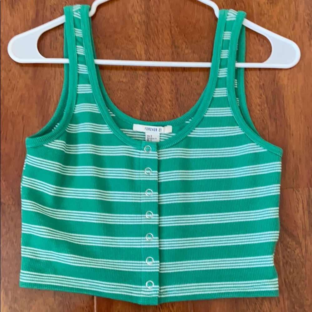 nwt green and white striped tank top